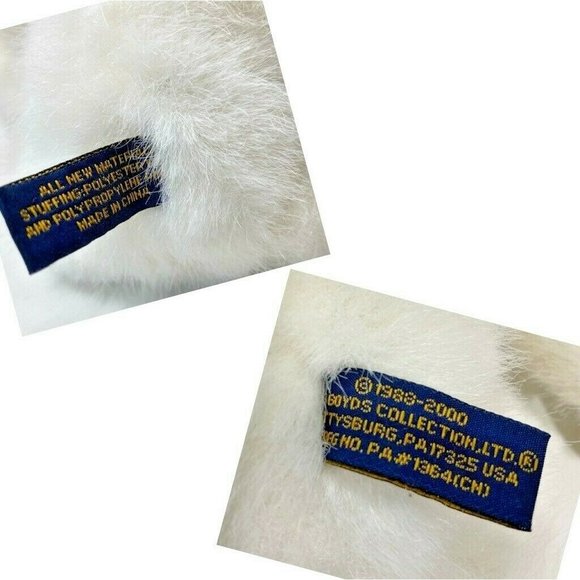 Boyds Collection Plush Bear White Jointed Furry Toy Animal 1988-2000 Vintage 10" - Picture 9 of 9